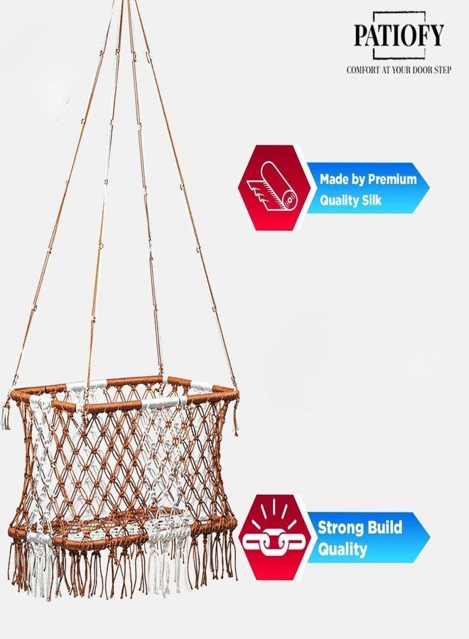 Patiofy Baby Cradle| Hanging Swing Cradle | Palna | Portable | for New Born Kids Age Group 0-2 Years Weight Capacity Up to 10 Kg (White Brown) - Image 4